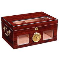 Jolly Desktop Cigar Humidor Tempered with Front Mounted Hygrometer and Humidifier, Cedar Lined Storage Box Holds 100 Cigars for Men or Women