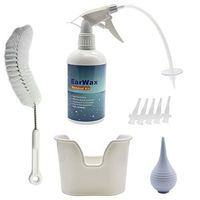 Jahyshow Hear Earwax Remover Kit for Adult Kids,Includes: Ear Wash Bottle, Wash Basin, Flexible Tube,5 Extra Tips,Small Bulb Syringe,Cleaning Brush