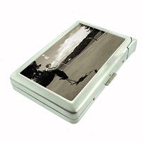Perfection In Style Metal Cigarette Case with Built in Lighter Vintage Golf Design 005