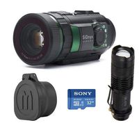 SiOnyx Aurora IR Night Vision Camera - Bundle with 32GB MIcroSDHC U3 Card, WindFire Mini IR Zoomable 5W 850nm LED Flashligh, Monstrum Tactical Rubberized Lens Covers