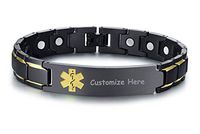 XUANPAI Custom Engraving Watch Band Stainless Steel Magnet Therapy Medical Alert ID Bracelet,Adjustable