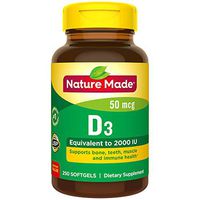 Nature Made Vitamin D3 2000 IU (50 mcg) Softgels, 250 Count Everyday Value Size for Bone Health† (Packaging May Vary)