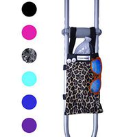 Crutcheze USA Made Premium Crutch Bag - Lightweight Pouch for Crutches with 3 Pockets - Tote Fits Adult & Youth Crutches - Accessories for Underarm Crutches (Leopard)