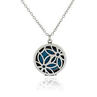 Essential Oil Diffuser Necklace Hollow Lotus Flower Lockets Pendant Perfume Aromatherapy Necklace with Pads Fashion Jewelry