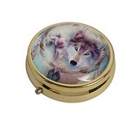 XingBoo Painting Wolf Custom New Hot Round Medicine Tablet Pocket Travel Gold Pill Case Vitamin Glass Decorative Box