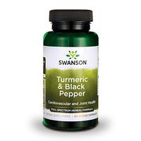 Swanson Turmeric and Black Pepper Organic Antioxidant Joint Cardiovascular Liver Detox Support Supplement for Better Absorption (Curcuma Longa 600 mg and Piper nigrum 5 mg per Serving) 60 Veg Caps