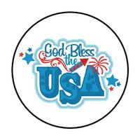 HotSaleStore Sticker Seals 48 GOD Bless The USA Envelope Seals Labels Stickers 1.2" Round