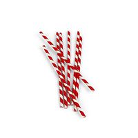 Kikkerland CU13R, Red and White Biodegradable Paper Straws, Striped, Box of 144