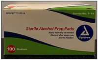 Dynarex Sterile Alcohol Prep Pad, Medium, 100 Count