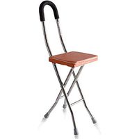 RES&DZ Walking Cane Chair -Stainless Steel Four - Footed Crutches for The Elderly Folding Seats Crutches Walking Stick Stool