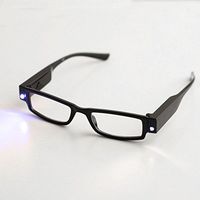 Happy Hours - Stylish Hand Free Unisex Multi Strength Easy Touch Switch LED Reading Glasses Eyeglass Spectacle Diopter Magnifier Light Up Built-in Ultra Bright LED Lights + Batteries (Strength:+3.00 )