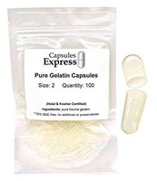 Capsules Express- Size 2 Clear Empty Gelatin Capsules 100 Count - Kosher and Halal Certified - Gluten-Free Pure Bovine Gelatin Pill Capsule - DIY Powder Filling