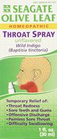 Seagate Products Homeopathic Olive Leaf Unflavored Throat Spray (Pack of 1) 1 Ounce
