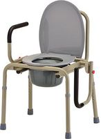 NOVA Bed Side Commode with Drop Arm (for Easy Transfer) and Toilet Seat with Lid, Over The Toilet Commode, Comes with Bucket, Lid and Slash Guard