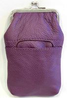 Women 100% Pure Leather Cigarette Case Lighter Match Pocket Zipper Coin Pouch -4 Color (Purple)