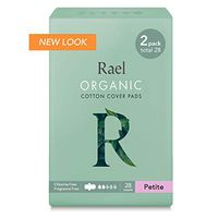 Rael Organic Cotton Sanitary Pads - Petite Size, Light Absorbency, Unscented, Ultra Thin Pads for Women, Perfect for Teens (28 Total), Pack of 2