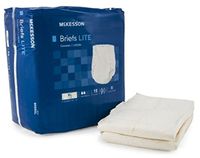 McKesson, Adult Disposable Absorbent Lite Briefs, Beige, Tab Closure, Light Absorbency, Size X-Large, Packaged 15 Per Bag, 4 Bags Per Case, 60 total.