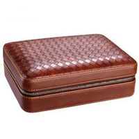 Exquisite Packaging, Weaving Patterns, Smoking Storage Tools, Cigar Boxes, Cedar Wood, Portable Cigar Boxes, About 4 Sticks (Color : Brown)