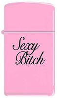 Ladies Slim ~ Sexy Bitch ~ Naughty Lady ~ Pink Matte Zippo Lighter New