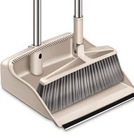 Dustpan And Brush Sets with Extra Long Handle Telescopic Upright Broom And Dustpan Indoor Outdoor 37.1 inches 48.2 inches Handle, Cleaning Set Upright Sweep Set (XuanF Beige)