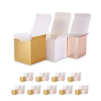 PACKQUEEN Textured Finish Gift Boxes 4x4x4 Inches, 30 Paper Gift Boxes with Lids for Crafting, Gift Ornaments, Cupcakes, Candles, Wedding Favor Boxes, Three Colors Assortment