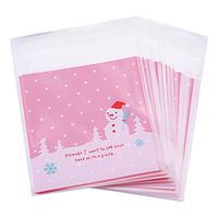 Snow Man Self Adhesive Cookie Bakery Candy Biscuit Bags for Party Birthday Wedding 50 Pcs