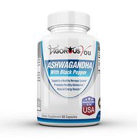 Ashwagandha 1,300 MG Anti Anxiet Pure Organic Ashwagandha Root and Black Pepper Extract Natural Support for Anxiety Relief, Mood, Stress, Thyroid, Cortisol, Adrenal Support, Non-GMO, 60 Capsules