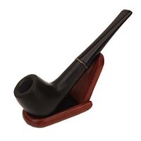 QFQ Tobacco Smoking Pipe Long Handle Wooden Smoking Pipe Metal Cooling Filter Tobacco Smoking Pipe with Wood Stand Holder
