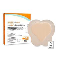 Bordered Silver Silicone Ag Sterile Highly Absorbent Antibacterial Dressing, Sacral, Sacrum 7"x 7" (4.9"x 4.7" Pad), 5 dressings, MedHeal by MedvanceTM/Box