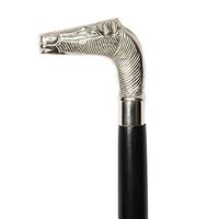 Vintage 37" Walking Stick - "Ebony" Black Sheesham Wood Decorated with Horse Shaped Silver Handle