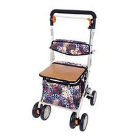 Rolling Walkers Shopping Cart Home Trolley Can Take A Folding Wheelchair Elderly Four-Wheeled Walker Portable Shopping Cart Scooter Gift Can Bear 100 Kg (Color : Brown, Size : 504790cm)