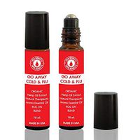 Pack of 2 Pre-Diluted Organic Hemp Oil Extract Natural Therapeutic Aroma Essential Oil Blend (Roll On, GoAway Sinus) (Roll On, GoAway Cold&Flu)