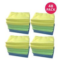 Think Crucial Multi-Surface Multi-Color Polishing Microfiber Durable Towel Cleaning Cloths, Cleans Glass, Hard Surfaces, More, 16x12 (48 Pack)