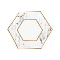 White Marble Dinner Paper Plates with Foil