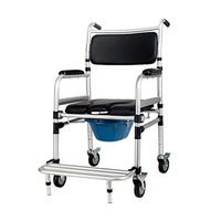 Vei Jie Chrome-Plated Steel Commode Chair, Portable Bathroom Chair, Mobile Toilet, Round Bowl and Pedal Wheelchair, Detachable Storage, Elderly, Disabled db