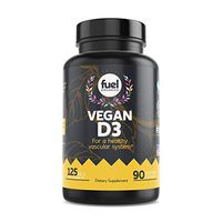 Fuel Organics Vegan Vitamin D3 Supplement︱ 5000 IU︱Best Plant Based & Organic Pure D3 Supplements︱Gluten Free︱90 Capsules︱Free of Sugar, Wheat, Dairies, Artificial Flavors & Colors.