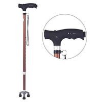 WW Old People Crutches with Lights Multifunction Aluminum Alloy Adjust The Retractable 3 Available Canes, Brown