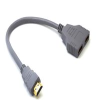 ZY HDMI Cable 1080P HDMI Spliter Cable Port Male to 2 Female 1 in 2 Out Splitter Cable Adapter in HDMI HD, LED, LCD, TV 30CM(Gray)