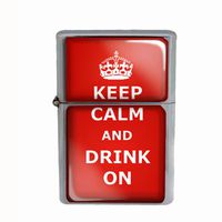 Wind Proof Dual Torch Refillable Lighter Keep Calm and Drink On Design-007