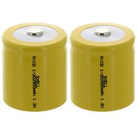2x Exell 1/2D Size 1.2V 2500mAh NiCD Button Top Rechargeable Batteries for meters, radios, hybrid automobiles, high power static applications (Telecoms, UPS and Smart grid), RC devices