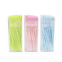 Qupida 50 pcs/Box Double-Headed Dental Brush Teeth Sticks Floss Pick Toothpick