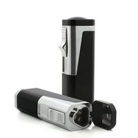 Scorch Torch Skyline Triple Jet Flame Butane Torch Cigarette Cigar Lighter w/Punch Cutter Tool (Black)