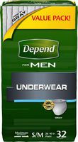 Kimberly-Clark Depend Super Plus Absorbency Men Underwear Small/Medium (Bag of 32 Each)