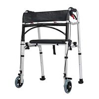 Walker with Hand Brake Walking Frame Folding Lightweight 2 Wheel Aluminum Alloy Mobile Waterproof Soft Seat