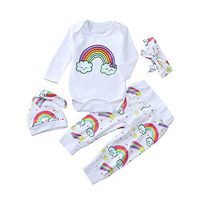 kaiCran 4Pcs Toddler Baby Rainbow Outfit Sets,Cotton Clothes for Boy and Girls (White, 80)
