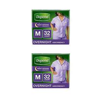 Depend Night Defense Incontinence Overnight Underwear for Women, (Packaging May Vary) (Medium 32 Count 2 Pack)