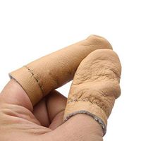ZHONGJIUYUAN 5 Pairs Thumb Index Thimble Finger Protector Finger Cots Leather Needle Felting Guard Hand Craft Embroidery Needlework Accessor (Random Color)