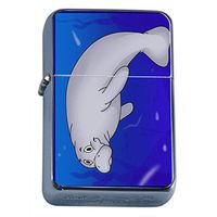 Manatee Flip Top Dual Torch Em1 Smoking Cigarette Silver Refillable Dual Flame