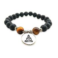 Lava Stone Reiki Distance Bead Tiger Eye Religion Symbol Buddha Yoga Essential Oil Healing Zen Prayer Bracelet