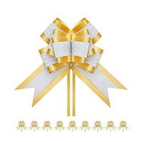 PACKHOME 10 Extra Large Gift Bows, 7.5 inches, Pull Ribbons and Bows for Gifts, Gift Wrap Bows for Decorating Presents Gold